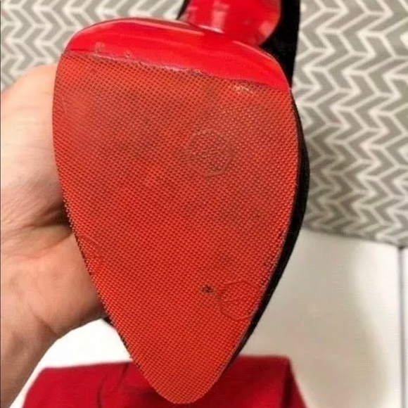 CHRISTIAN LOUBOUTIN BLK LADY VELOUR PUMPS - Picture 5 of 14